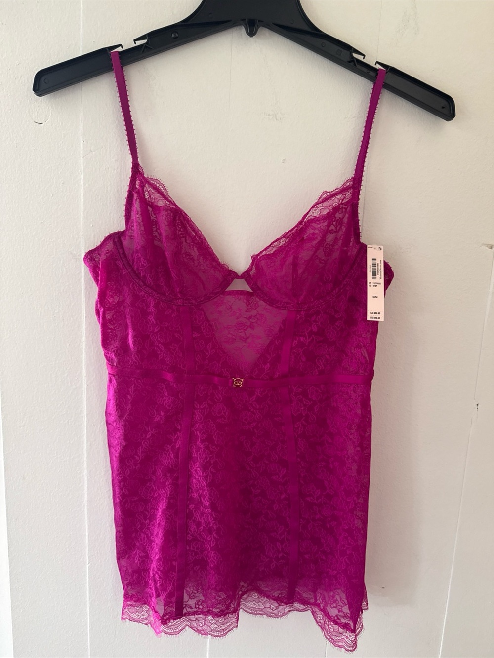 Victoria's Secret Very Sexy Tease Satin Lace Trim Mini Slip Dress pink Medium
